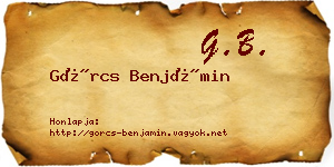 Görcs Benjámin névjegykártya